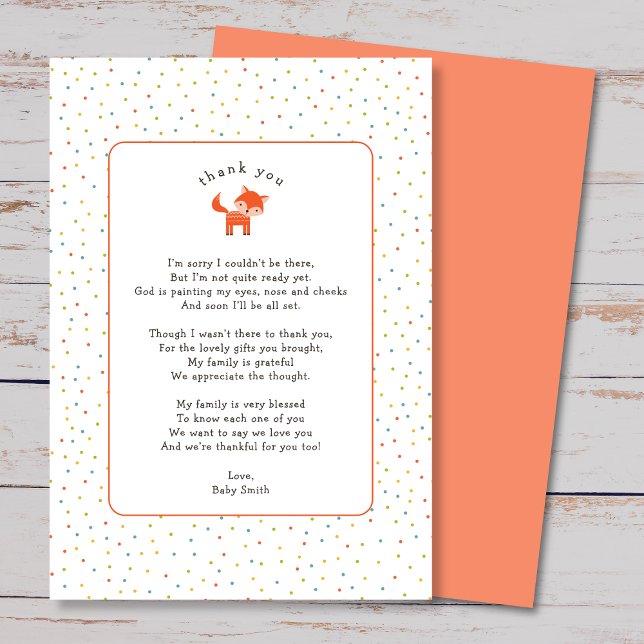 Little Fox thank you poem thank you card (Creator Uploaded)