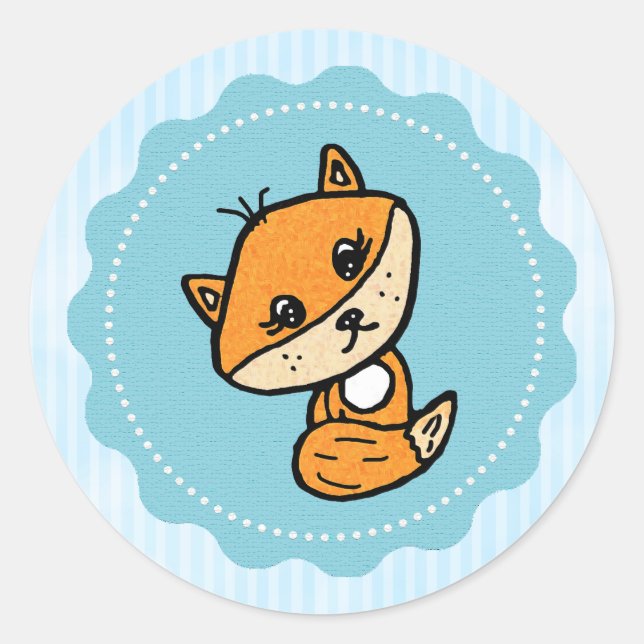 Little Fox Woodland Creature Forest Animal Classic Round Sticker (Front)