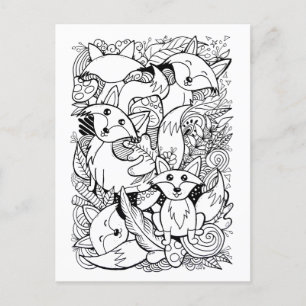 Little Foxes Paintable Postcard