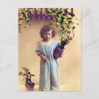 Little French Girl Vintage Postcard
