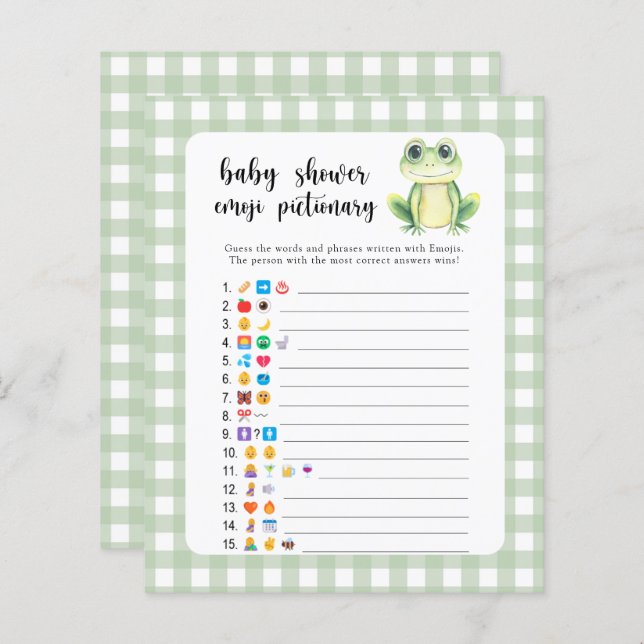 Little frog - baby shower emoji pictionary game (Front/Back)