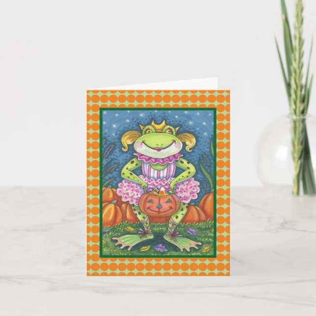 LITTLE FROG HOPPY HALLOWEEN NOTE CARD Verse (Front)