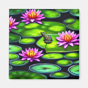 Little Frog on Lily Pad Magnet