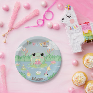 Little Frog Pond Kid's Birthday Paper Plate