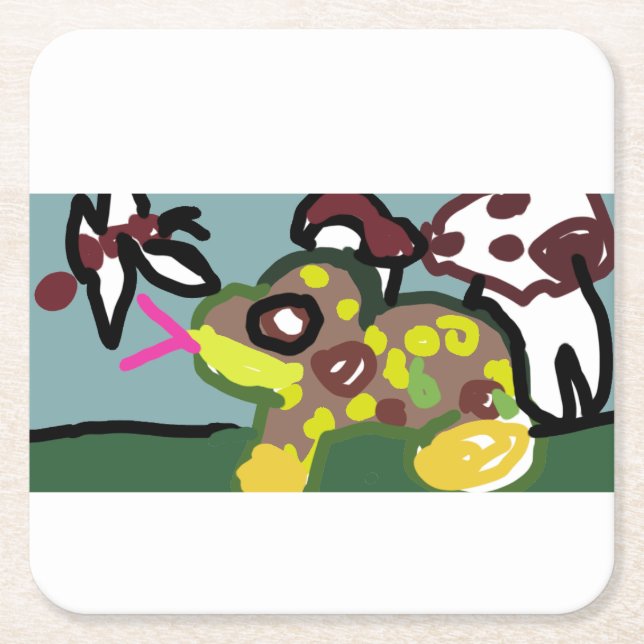 Little  frog  square paper coaster (Front)