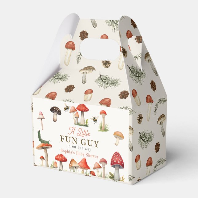 Little Fun Guy Mushroom Bee Boy Baby Shower Favour Box (Front Side)