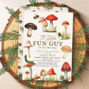 Little Fun Guy Mushroom Bee Boy Baby Shower Invitation