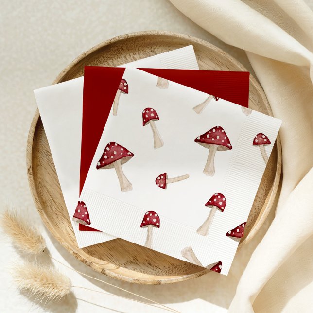 Little Fun Guy Red Mushroom Woodland Baby Shower  Napkin (Creator Uploaded)