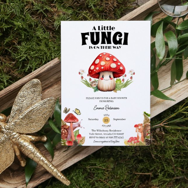 little fungi mushroom butterfly moth  baby shower invitation (Creator Uploaded)