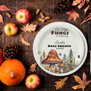 little Fungi Mushrooms Whimsical Woodland Forest Paper Plate