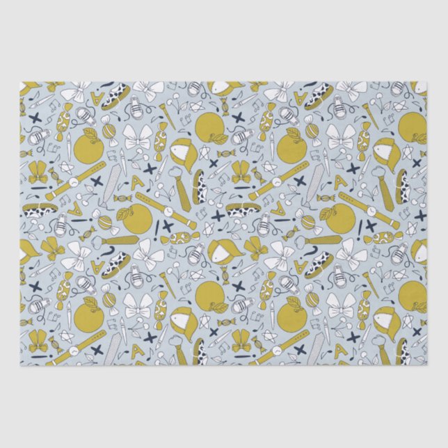 Little Funny School Things Tissue Paper (Front)