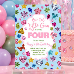 Little Gem Birthday Invitation Rhinestones