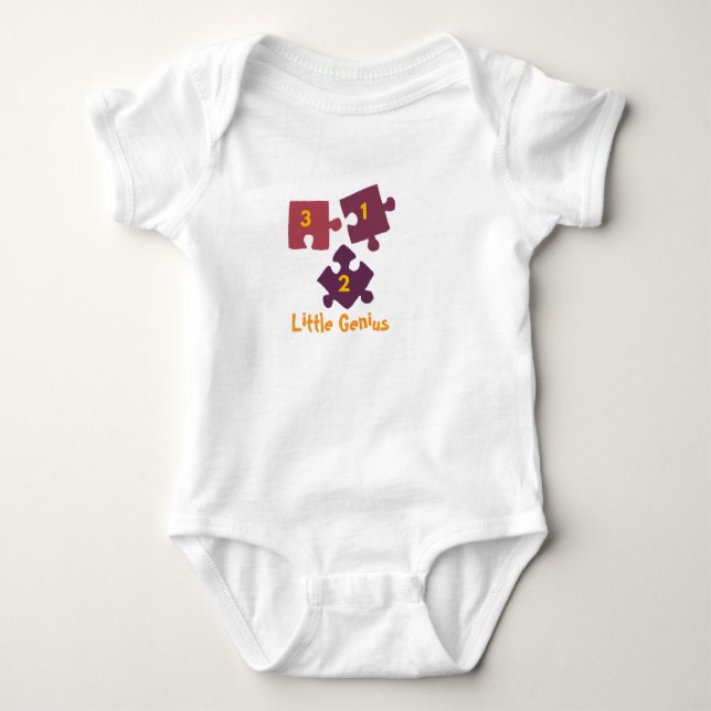 Little Genius Puzzle Baby Bodysuit . (Front)