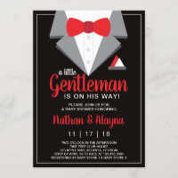 Little Gentleman Baby Shower Invitation, Tuxedo