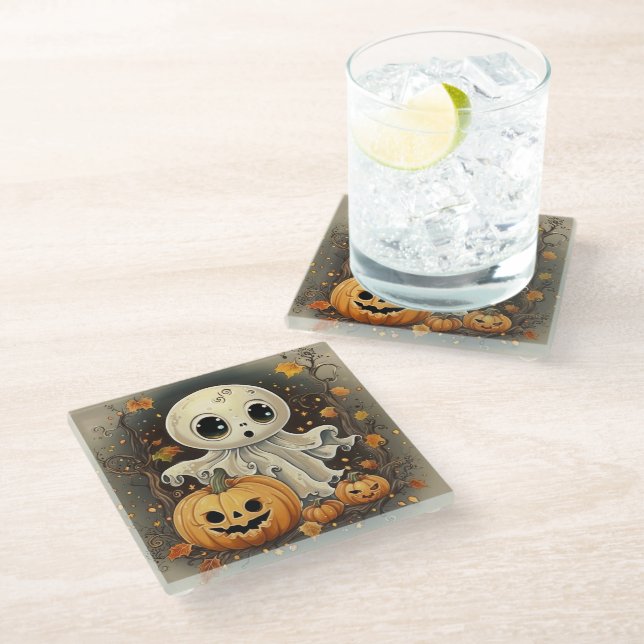 Little Ghost 2 Glass Coaster (Angled)