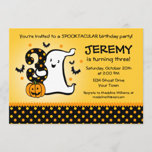 Little Ghost 3rd Birthday Invitation