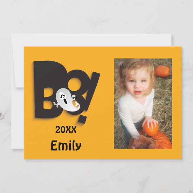 Little Ghost Customised Halloween Photo Frame Card (Front)