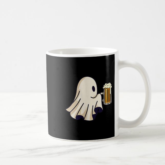 Little Ghost Drinking Beer Funny Halloween Costume Coffee Mug (Right)