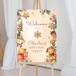 Little Gingerbread Birthday Christmas Welcome  Poster