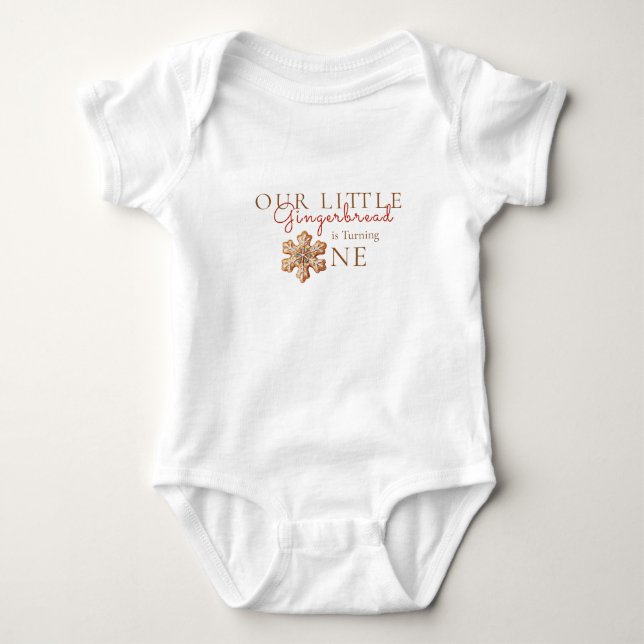 Little Gingerbread Turning One Baby Bodysuit (Front)