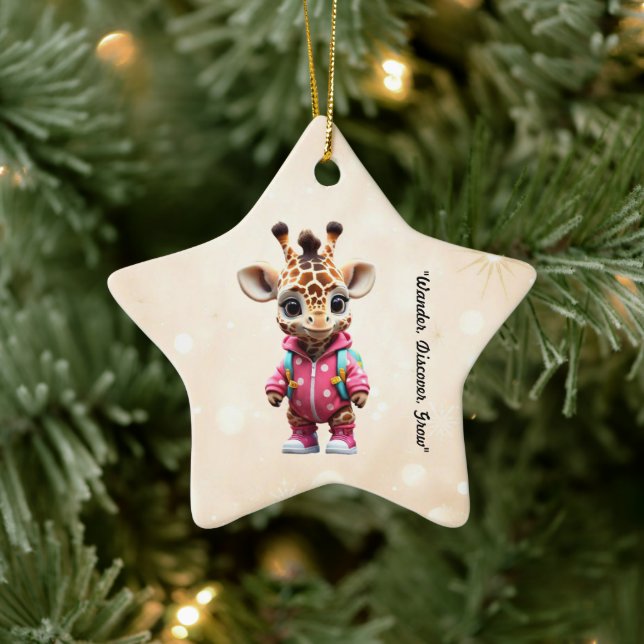"Little Giraffe Explorer" Ceramic Tree Decoration (Tree)