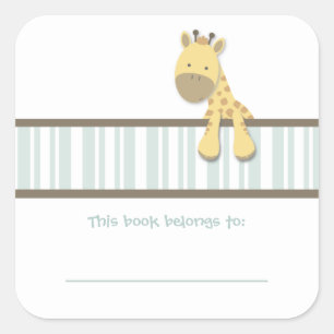 Little Giraffe {Teal}   Bookplates Square Sticker