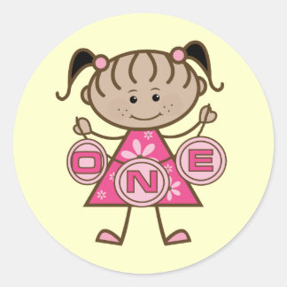 Little Girl 1st Birthday T-shirts and Gifts Classic Round Sticker