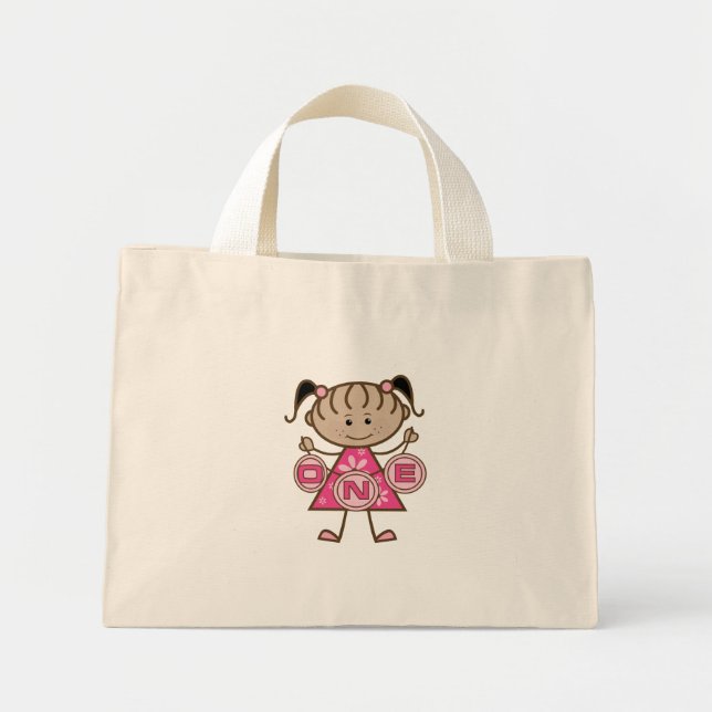 Little Girl 1st Birthday T-shirts and Gifts Mini Tote Bag (Front)