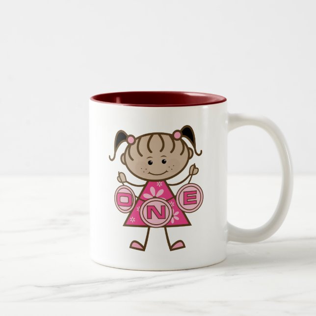 Little Girl 1st Birthday T-shirts and Gifts Two-Tone Coffee Mug (Right)