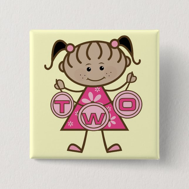 Little Girl 2nd Birthday T-shirts and Gifts 15 Cm Square Badge (Front)