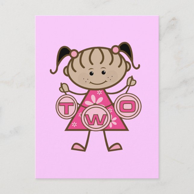 Little Girl 2nd Birthday T-shirts and Gifts Postcard (Front)