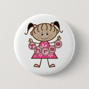 Little Girl 3rd Birthday Tshirts and Gifts 6 Cm Round Badge