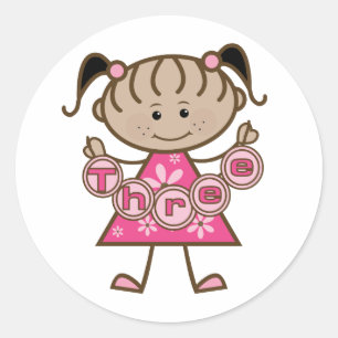 Little Girl 3rd Birthday Tshirts and Gifts Classic Round Sticker