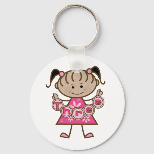 Little Girl 3rd Birthday Tshirts and Gifts Key Ring