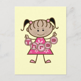Little Girl 3rd Birthday Tshirts and Gifts Postcard
