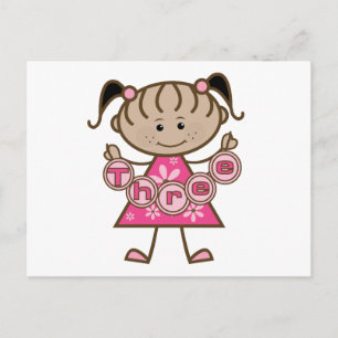 Little Girl 3rd Birthday Tshirts and Gifts Postcard