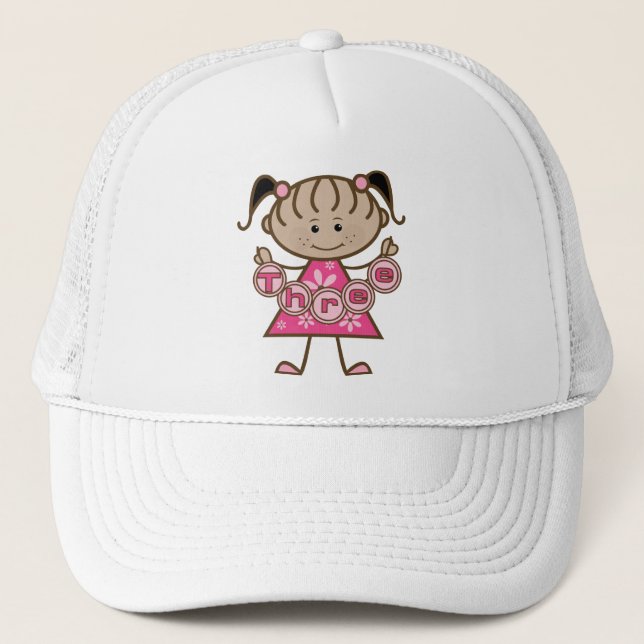 Little Girl 3rd Birthday Tshirts and Gifts Trucker Hat (Front)