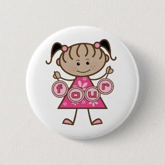 Little Girl 4th Birthday Tshirts and Gifts 6 Cm Round Badge