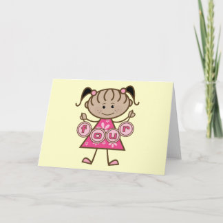 Little Girl 4th Birthday Tshirts and Gifts Card