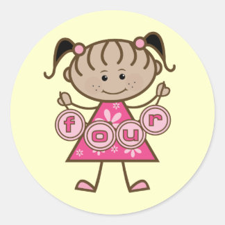 Little Girl 4th Birthday Tshirts and Gifts Classic Round Sticker