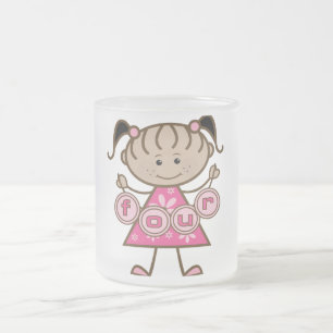 Little Girl 4th Birthday Tshirts and Gifts Frosted Glass Coffee Mug