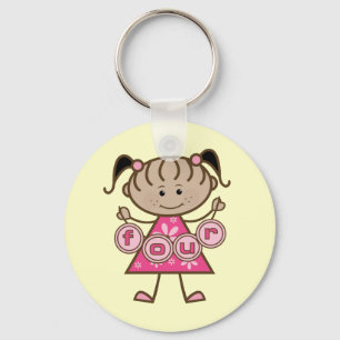 Little Girl 4th Birthday Tshirts and Gifts Key Ring