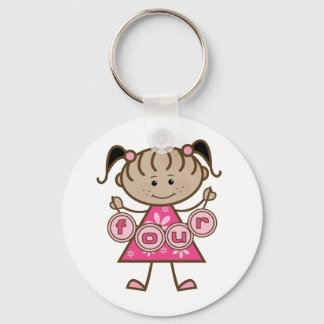 Little Girl 4th Birthday Tshirts and Gifts Key Ring