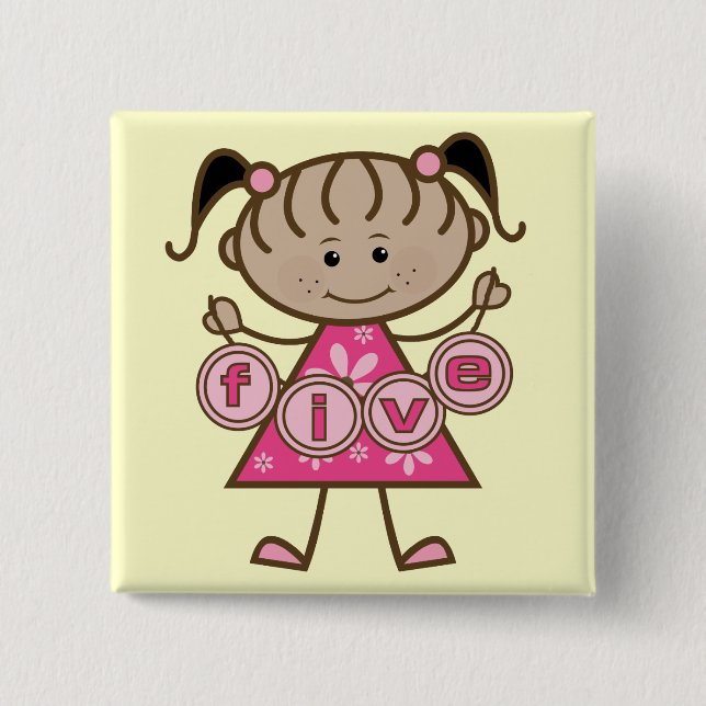 Little Girl 5th Birthday Tshirts and Gifts 15 Cm Square Badge (Front)
