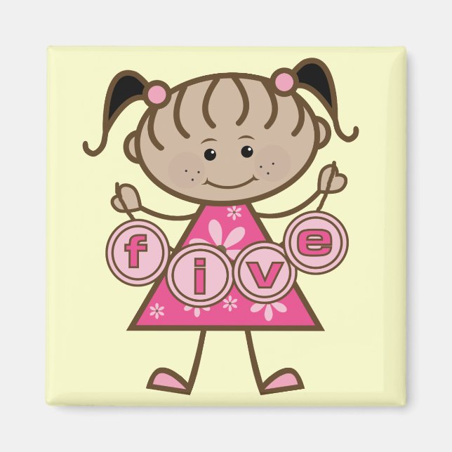 Little Girl 5th Birthday Tshirts and Gifts Magnet (Front)