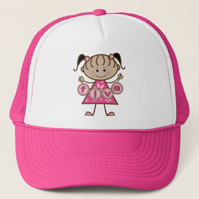 Little Girl 5th Birthday Tshirts and Gifts Trucker Hat (Front)