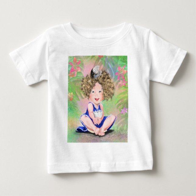 Little Girl and Baby Bird Baby T-Shirt Friends (Front)