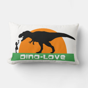 Little girl and dinosaur lumbar cushion
