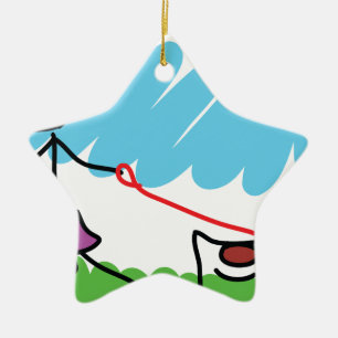 Little Girl and Dog Drawing Ceramic Tree Decoration
