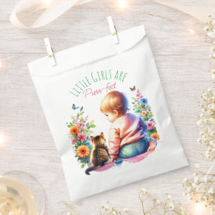 Little Girl and Kitten   Watercolor Baby Shower Favour Bags